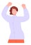 Happy woman with raised hands. Joyful person character