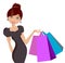 Happy Woman With Shopping Bags