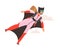 Happy Woman Wingsuit Flying or Wingsuiting as Skydiving Extreme Sport Activity Vector Illustration