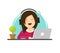 Happy woman working on computer vector illustration