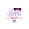 Happy Women Day Seal Design Stylish Sketch Lettering Hand Drawn Element On White Background