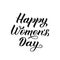 Happy Women s Day calligraphy lettering isolated on white. International woman s day typography poster. Vector illustration. Easy