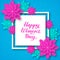 Happy Women s Day calligraphy lettering with origami flowers. Paper cut style vector illustration. Floral international womens day