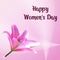Happy Women`s Day. Greeting card with flower of lily.