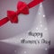 Happy Women`s Day. Greeting card. Template postcards with bow and ribbon.