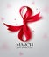 Happy women`s day text vector background. March 8 in red ribbon elements decoration