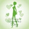 Happy womens day card-silhouette girl green hearts