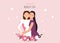 Happy womens day illustration. March 8, International Women`s Day. Happy girls hugging. Love between the girls. 8 march, womans