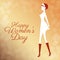 Happy womens day poster elegant girl bubbles background