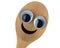 Happy wooden spoon with googly eyes.