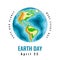 Happy World Earth Day. April 22. 3d paper cut style design. Vector illustration