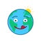 Happy world globe isolated emoticon