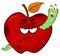 Happy Worm In A Grumpy Rotten Red Apple Fruit Cartoon Mascot Characters.