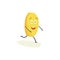 Happy yellow coin character is running cartoon style
