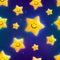 Happy yellow cosmic stars seamless pattern