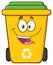 Happy Yellow Recycle Bin Cartoon Character