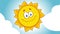 Happy Yellow Sun Cartoon Character With Clouds