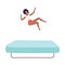 Happy Young African American Woman Bouncing on Trampoline, Active Healthy Lifestyle Flat Style Vector Illustration
