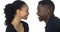 Happy Young Black couple looking at each other smiling