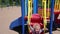 Happy young boy jumping at playground