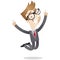 Happy young businessman jumping