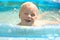 Happy Young Child Swimming in Pool