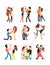 Happy young couples in love, vector valentine cartoon characters