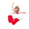 Happy young dancer jumping