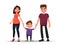 Happy young family. Father, mother and son hold hands. Vector il