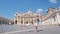 Happy young family having fun at St. Peter\'s Basilica church in Vatican city, Rome. Happy travel father and little girl