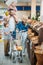 happy young family with two kids shopping together