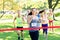 Happy young female runner on finish winning race