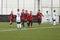 Happy young football players after a goal