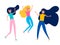 Happy young girls best friends girls jumping. Vector illustration