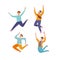 Happy young guy jumping in different poses vector illustration