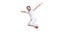 Happy young male in white clothes is jumping
