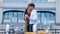 Happy young man and woman having date on the roof while dancing. Romantic date on the roof. Romantic concept. Couple in