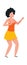 Happy young woman enjoying dance. Cartoon dancing female character. Girl resting at disco party. Isolated moving person