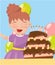 Happy young woman holding birthday cake photo, best moments on pictures, portrait of family members vector Illustration