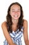 Happy young woman smiling teen girl with white teeth smile laugh beauty