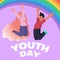 Happy Youth Day Two Teen Jumping Concept