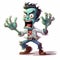 Happy Zombie Cartoon Character: Nanopunk Superhero Scout In Pixar Style