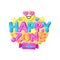 Happy zone logo, bright colorful emblem for childish playground, playroom, kids game area vector Illustration