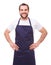 HappyHappy man with blue apron