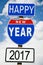 Hapy New Year 2017 on american roadsign