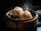 Har gau dramatic photography dark background,