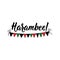 Harambee. Traditional phrase in Kwanzaa. Translated from Swahili as synergy. Lettering. Vector illustration