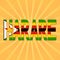Harare flag text with sunburst illustration