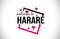 Harare Welcome To Word Text with Handwritten Font and Red Hearts Square