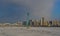 Harbin cityscape with ice river